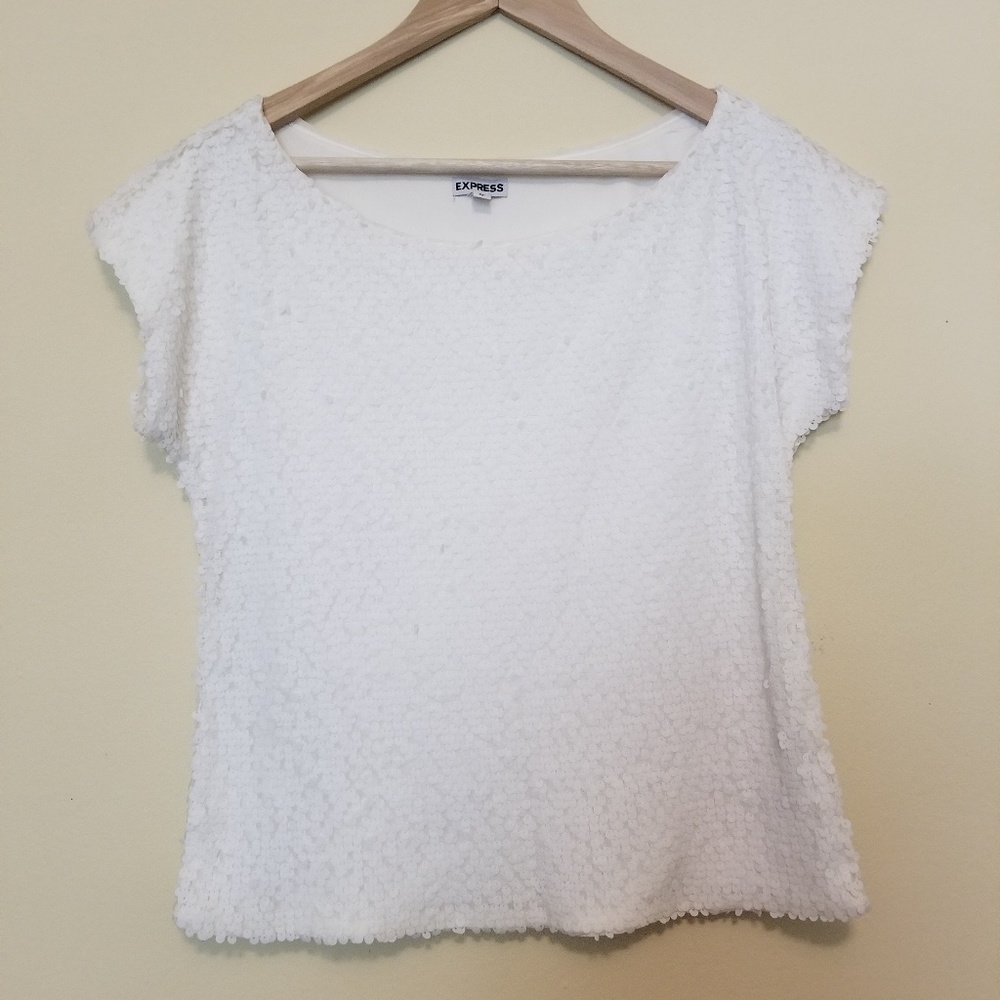 White sequin blouse